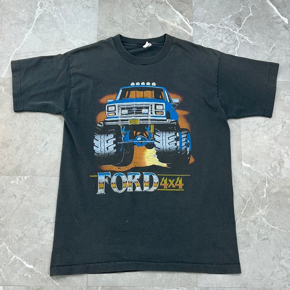90s Vintage Ford 4x4 Graphic Tee Mens Large Off Road Lifted Truck Shirt Distress